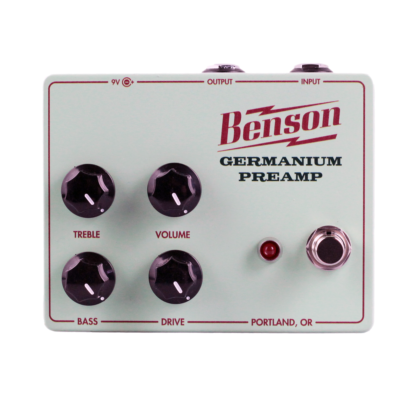 Top down of Benson Amps Germanium Preamp Pedal.