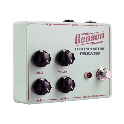 Front left side of Benson Amps Germanium Preamp Pedal.