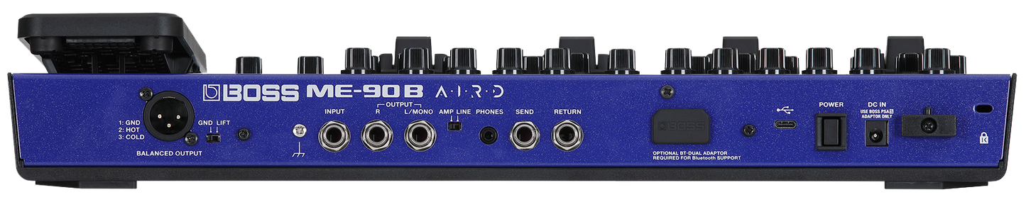 Back of Boss ME-90B Bass Multi-effects Processor.