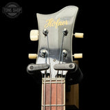 Headstock of Used 2007 Hofner Contemporary Series HCT-500/1 Violin Bass Black.