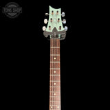 Headstock of Used 2019 PRS Paul Reed Smith Vela Semi-Hollow Frost Green Metallic.