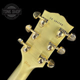 Back of headstock of on Custom Shop M2M Les Paul Custom Antique Silver Murphy Lab Light Aged GH.