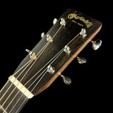 Front of headstock of Martin Custom Shop 28 Style 12 Fret Dread Adirondack/WEIR.