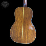 Back of body of Vintage 1971 Martin OO-21 Natural.