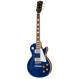 Full frontal of Gibson Custom Les Paul Standard Translucent Blue.