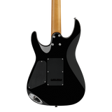 Back of body of Charvel Pro-Mod Plus Dinky DK24 HSS 2PT EB QM Ebony Zombie Fade.