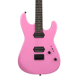 Front of Charvel Pro-Mod Plus San-Dimas Style 1 HH HT Ebony Platinum Pink.