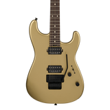 Front of Charvel Pro-Mod San Dimas Style 1 HH FR RW Pharaohs Gold.
