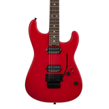 Front of Charvel Pro-Mod San Dimas Style 1 HH FR Rosewood Satin Ferrari Red.