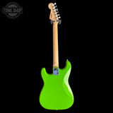 Back of Used 2025 Squier FSR Sonic Stratocaster HTH Lime Green TSS7413.