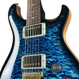 Front angle of PRS Wood Library DGT Quilt 10 Top Faded Whale Blue Smokeburst.