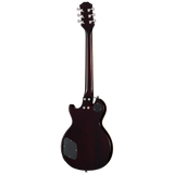 Back of Epiphone Les Paul Tribute Plus Vintage Sunburst.