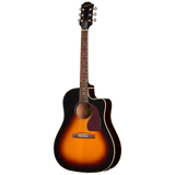 Full frontal of Epiphone J 45 Studio EC Vintage Sunburst.