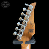 Back of headstock of Used Vola Guitars Vasti 7PDMJ1 OGD Matte.