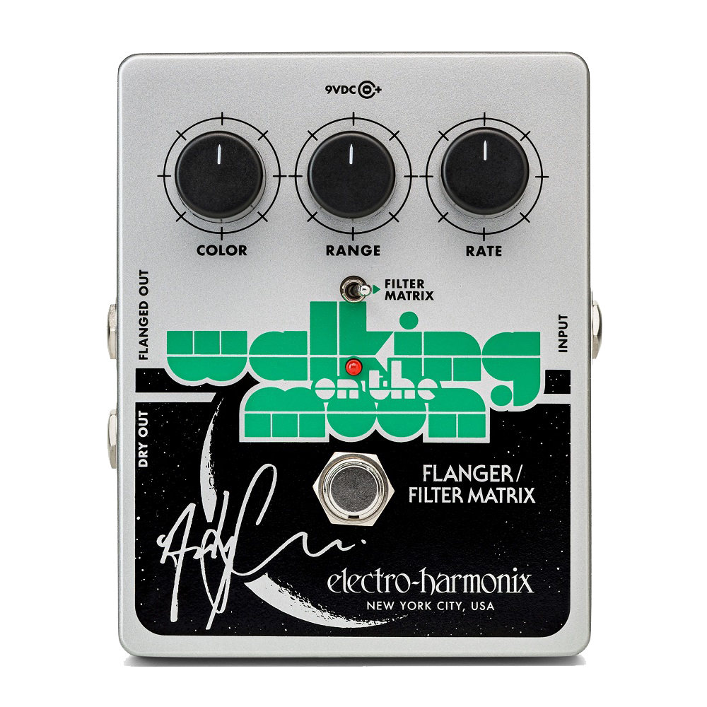 Top down of EHX Electro-Harmonix Walking on the Moon Andy Summers Analog Flanger.