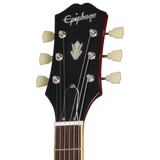 Headstock of Epiphone ES-335 Left Handed Cherry.