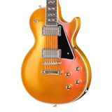 Orange electric guitar on a white background