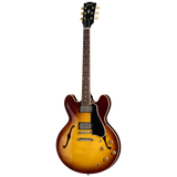 Full frontal of Gibson ES-335 50s Vintage Tobacco Burst.