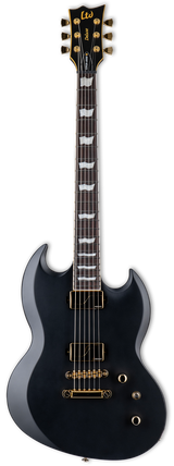 Full frontal of ESP LTD Viper-1000 Vintage Black.