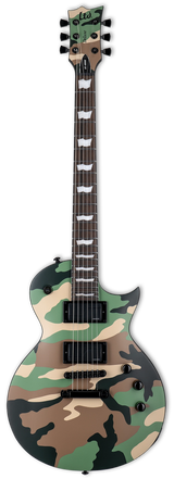 Full frontal of ESP LTD EC-1000 Woodland Camo Satin.