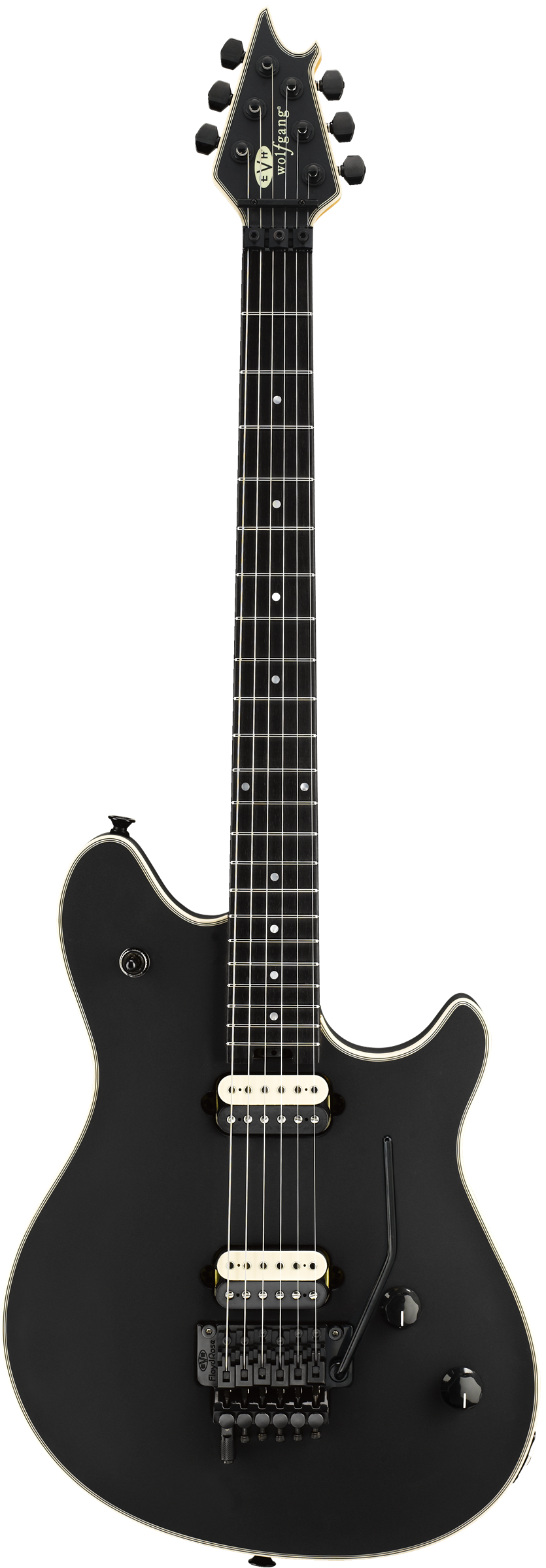 Full frontal of EVH Wolfgang Stealth Ebony Fingerboard Stealth Black.