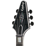 Headstock of Epiphone Prophecy Flying V Orchid Bloom Satin.
