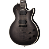 Front of Epiphone Prophecy Les Paul Obsidian Storm Satin.