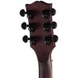 Back of headstock of Epiphone Prophecy SG Crimson Fog Satin.