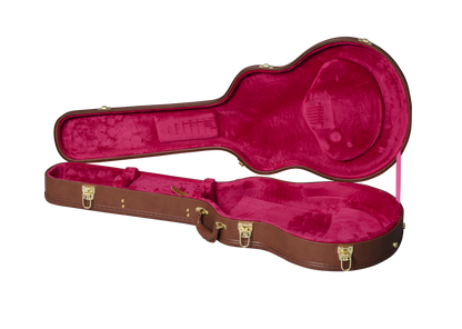 Open case for Epiphone 1959 ES-355 Cherry Red.