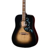 Front of Epiphone Eric Church Hummingbird Dark Studio Cobra Burst.