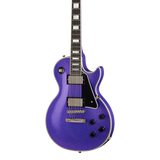 Front of Epiphone Inspired by Gibson Custom Les Paul Custom Amethyst Sparkle.
