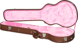 Opened case for Epiphone Kirk Hammett Greeny 1959 Les Paul Standard Aged Gloss.