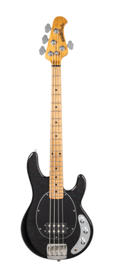 Full frontal of Ernie Ball Music Man Short Scale StingRay Midnight Confetti.