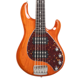 Front of Ernie Ball Music Man StingRay Special 5 HH Translucent Orange RW.