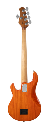 Back of Ernie Ball Music Man StingRay Special 5 HH Translucent Orange RW.
