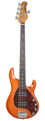 Full frontal of Ernie Ball Music Man StingRay Special 5 HH Translucent Orange RW.