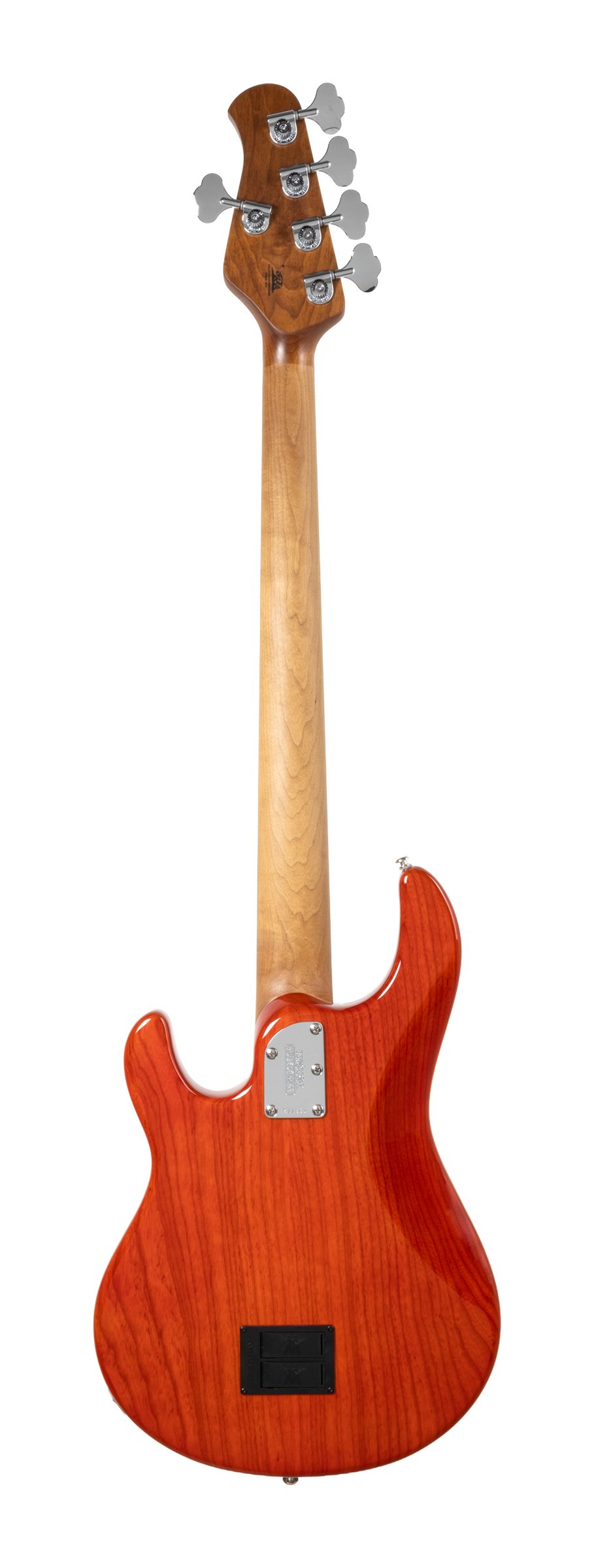 Back of Ernie Ball Music Man StingRay Special 5 Translucent Orange RW.