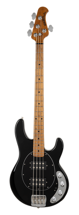 Full frontal of Ernie Ball Music Man StingRay Special HH Black Maple Black PG.