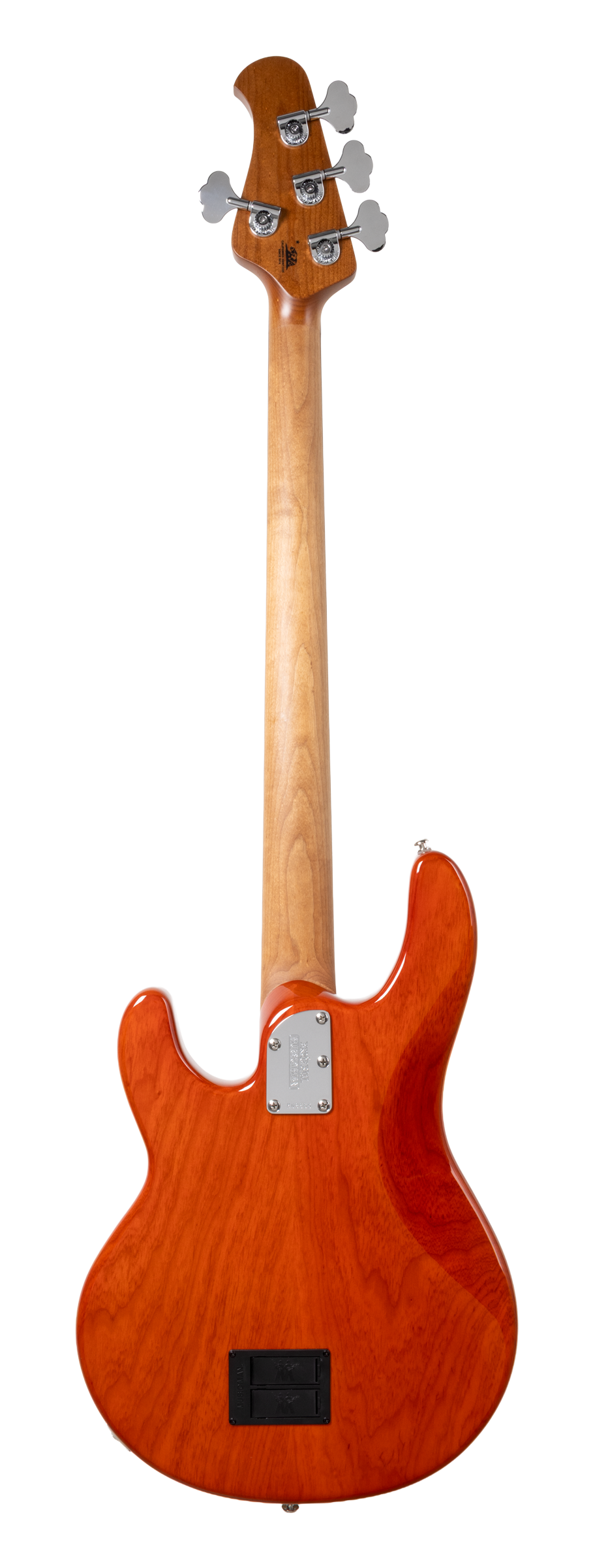 Back of Ernie Ball Music Man StingRay Special Translucent Orange RW.