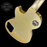 Back angle of on Custom Shop M2M Les Paul Custom Antique Silver Murphy Lab Light Aged GH.