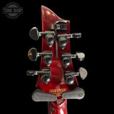 Back of headstock of Used 2008 Schecter Hellraiser Diamond Series Black Cherry Burst Quilt TSS7790.