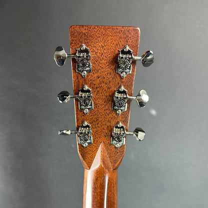 Back of headstock of Used Martin HD-28 Special Natural.