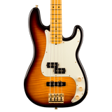Front of Fender 75th Anniversary American Professional II PJ Bass Rosewood 2-Color Sunburst.