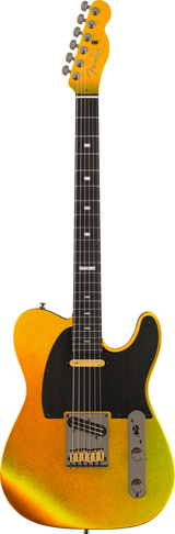 Full frontal of Fender 75th Anniversary American Ultra II Telecaster Ebony Liquid Gold.