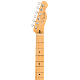 Headstock of Fender 75th Anniversary Player II Baritone Telecaster Maple Butterscotch Blonde.