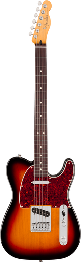 Full frontal of Fender 75th Anniversary Player II Baritone Telecaster Rosewood 3-Color Sunburst.