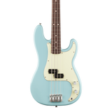 Front of Fender 75th Anniversary Player II Precision Bass Rosewood Daphne Blue.