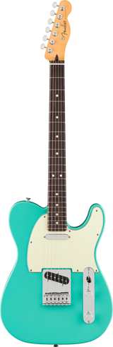 Full frontal of Fender 75th Anniversary Player II Telecaster Rosewood Seafoam Green.