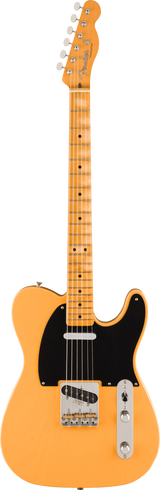 Full frontal of Fender 75th Anniversary Vintera Road Worn 1951 Telecaster Maple Butterscotch Blonde.