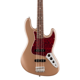 Front of Fender American Professional Classic Jazz Bass Rosewood Faded Firemist Gold.